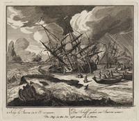 KG 08777
<br/>
't Schip by Storm in 't Ys vergaan (...)
<br/>
<em>Laan, Adolf van der</em>